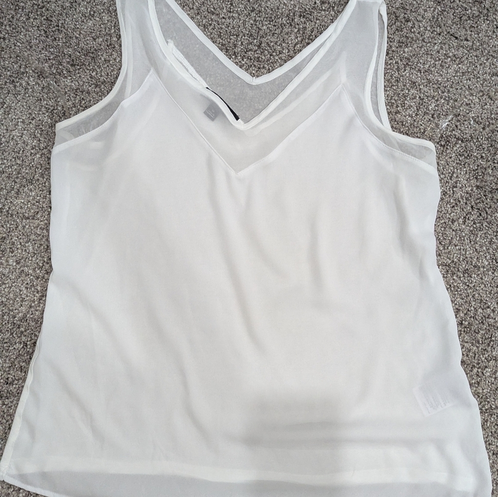 INC International Concepts Sheer White Tank Top